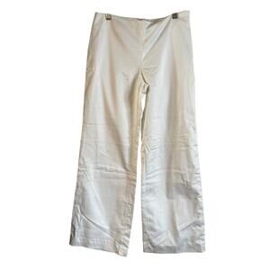 Lilly Pulitzer Wide Leg White Pants Cotton 6 30” Inseam Side Zip Back Pockets